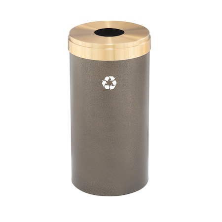 Glaro 23 gal Round Recycling Bin, Bronze Vein/Satin Brass B-1542BV-BE-B1