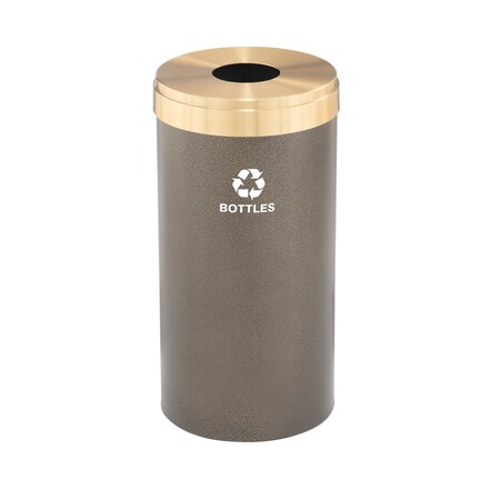 Glaro 23 gal Round Recycling Bin, Bronze Vein/Satin Brass B-1542BV-BE-B3