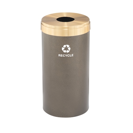 Glaro 23 gal Round Recycling Bin, Bronze Vein/Satin Brass B-1542BV-BE-B5