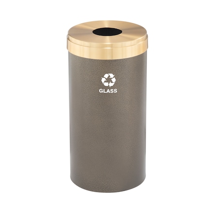 Glaro 23 gal Round Recycling Bin, Bronze Vein/Satin Brass B-1542BV-BE-B8