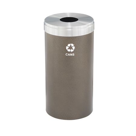 Glaro 23 gal Round Recycling Bin, Bronze Vein/Satin Aluminum B-1542BV-SA-B4