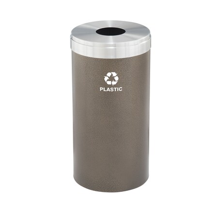 Glaro 23 gal Round Recycling Bin, Bronze Vein/Satin Aluminum B-1542BV-SA-B7