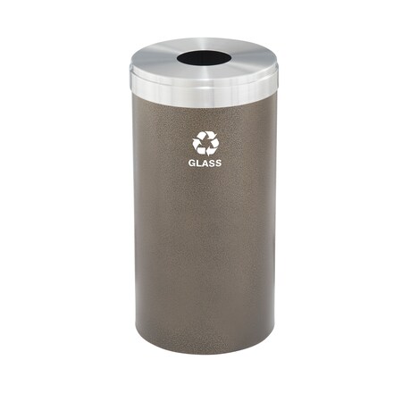 Glaro 23 gal Round Recycling Bin, Bronze Vein/Satin Aluminum B-1542BV-SA-B8