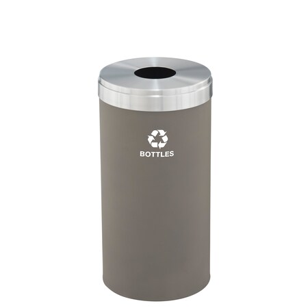 Glaro 23 gal Round Recycling Bin, Nickel/Satin Aluminum B-1542NK-SA-B3