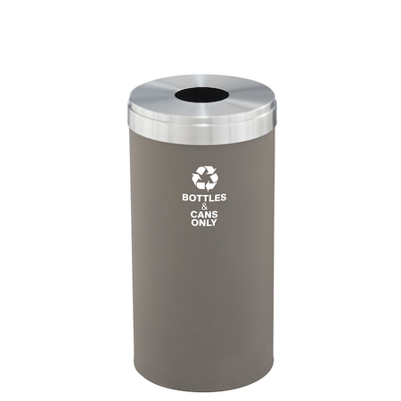 Glaro 23 gal Round Recycling Bin, Nickel/Satin Aluminum B-1542NK-SA-B6