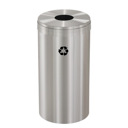 Glaro 23 gal Round Recycling Bin, Satin Aluminum B-1542SA-SA-B1
