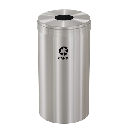 Glaro 23 gal Round Recycling Bin, Satin Aluminum B-1542SA-SA-B4