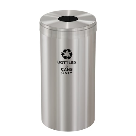 Glaro 23 gal Round Recycling Bin, Satin Aluminum B-1542SA-SA-B6