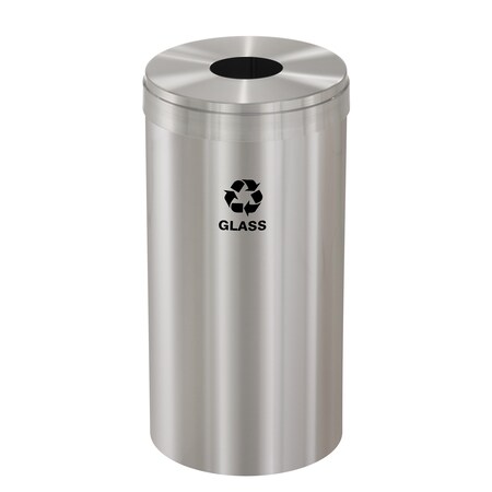 Glaro 23 gal Round Recycling Bin, Satin Aluminum B-1542SA-SA-B8
