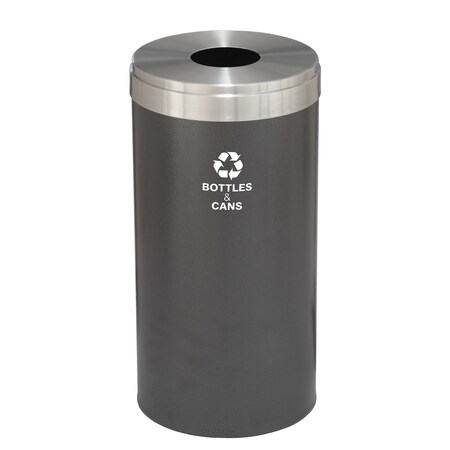 Glaro 23 gal Round Recycling Bin, Silver Vein/Satin Aluminum B-1542SV-SA-B2