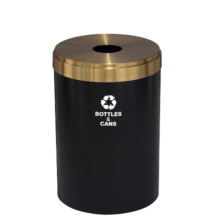Glaro 33 gal Round Recycling Bin, Satin Black/Satin Brass B-2032BK-BE-B2