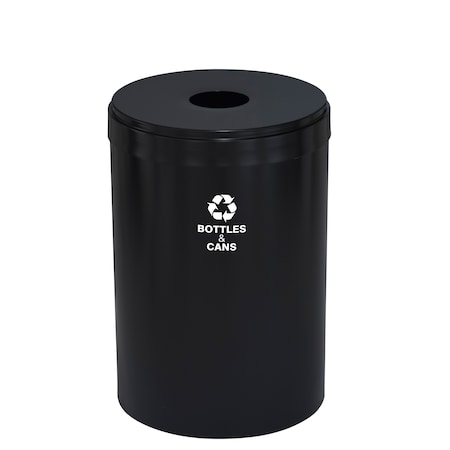 Glaro 33 gal Round Recycling Bin, Satin Black B-2032BK-BK-B2