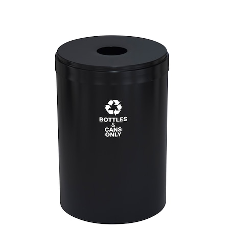 Glaro 33 gal Round Recycling Bin, Satin Black B-2032BK-BK-B6