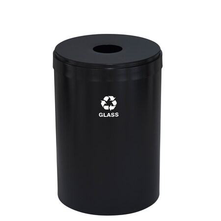 Glaro 33 gal Round Recycling Bin, Satin Black B-2032BK-BK-B8