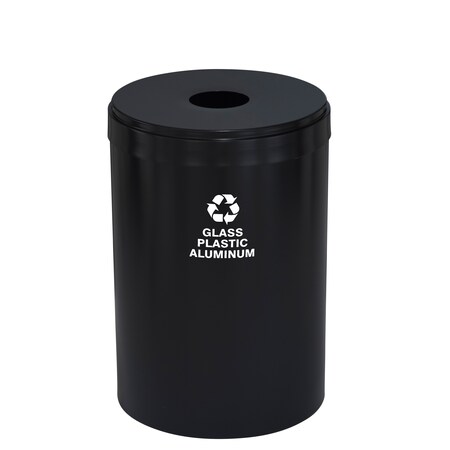 Glaro 33 gal Round Recycling Bin, Satin Black B-2032BK-BK-B9