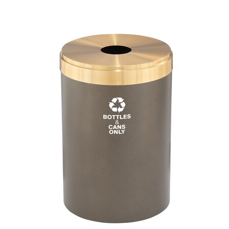 Glaro 33 gal Round Recycling Bin, Bronze Vein/Satin Brass B-2032BV-BE-B6