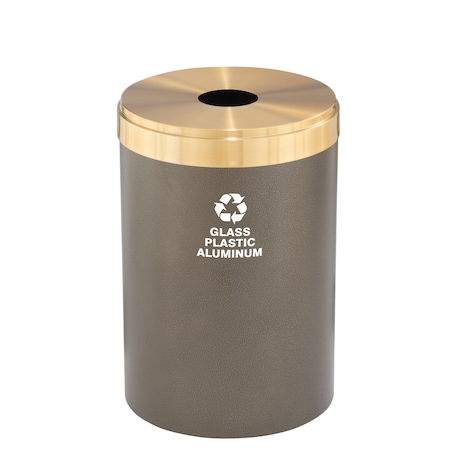 Glaro 33 gal Round Recycling Bin, Bronze Vein/Satin Brass B-2032BV-BE-B9