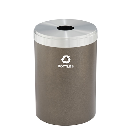 Glaro 33 gal Round Recycling Bin, Bronze Vein/Satin Aluminum B-2032BV-SA-B3