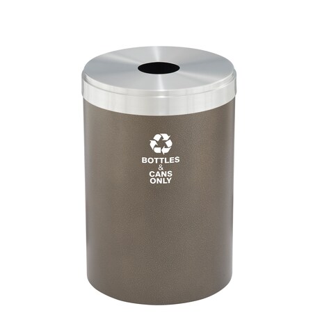 Glaro 33 gal Round Recycling Bin, Bronze Vein/Satin Aluminum B-2032BV-SA-B6