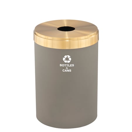 Glaro 33 gal Round Recycling Bin, Nickel/Satin Brass B-2032NK-BE-B2