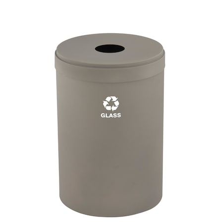 Glaro 33 gal Round Recycling Bin, Nickel B-2032NK-NK-B8