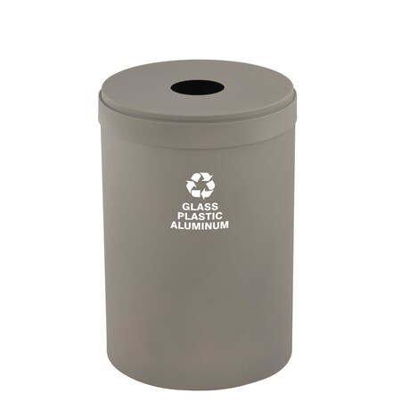 Glaro 33 gal Round Recycling Bin, Nickel B-2032NK-NK-B9