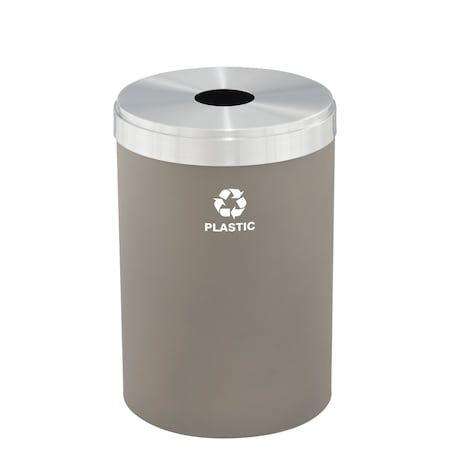Glaro 33 gal Round Recycling Bin, Nickel/Satin Aluminum B-2032NK-SA-B7
