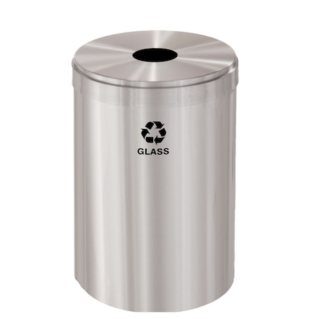 Glaro 33 gal Round Recycling Bin, Satin Aluminum B-2032SA-SA-B8