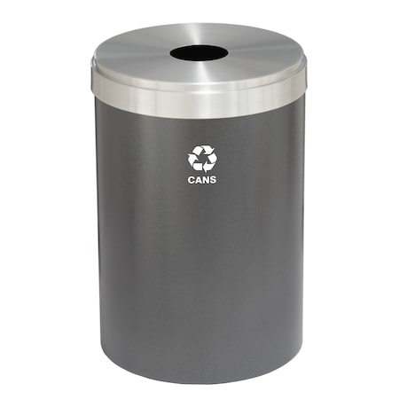 Glaro 33 gal Round Recycling Bin, Silver Vein/Satin Aluminum B-2032SV-SA-B4