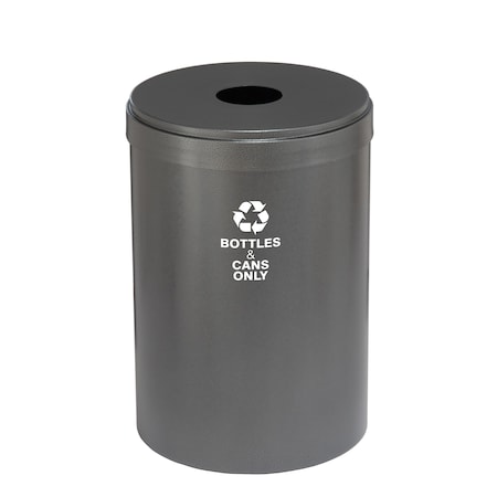 Glaro 33 gal Round Recycling Bin, Silver Vein B-2032SV-SV-B6