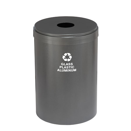 Glaro 33 gal Round Recycling Bin, Silver Vein B-2032SV-SV-B9