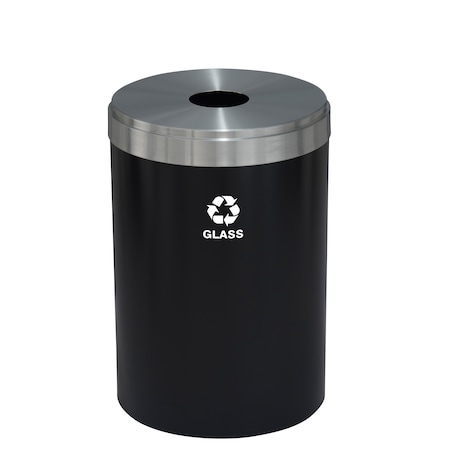 Glaro 41 gal Round Recycling Bin, Satin Black/Satin Aluminum B-2042BK-SA-B8