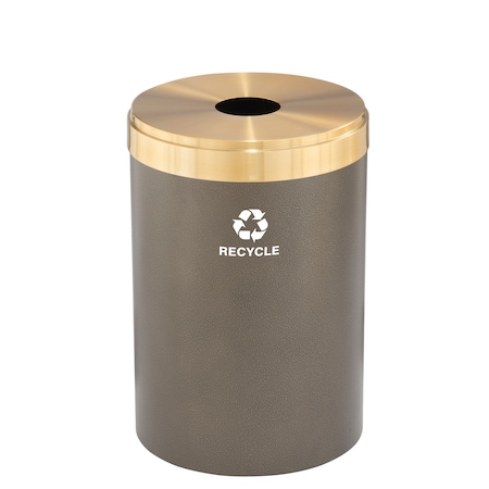 Glaro 41 gal Round Recycling Bin, Bronze Vein/Satin Brass B-2042BV-BE-B5