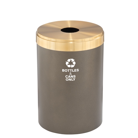 Glaro 41 gal Round Recycling Bin, Bronze Vein/Satin Brass B-2042BV-BE-B6