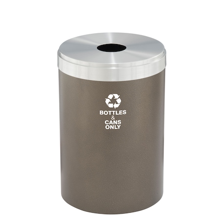Glaro 41 gal Round Recycling Bin, Bronze Vein/Satin Aluminum B-2042BV-SA-B6