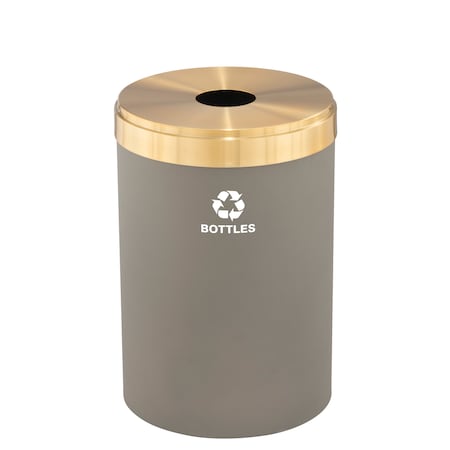 Glaro 41 gal Round Recycling Bin, Nickel/Satin Brass B-2042NK-BE-B3