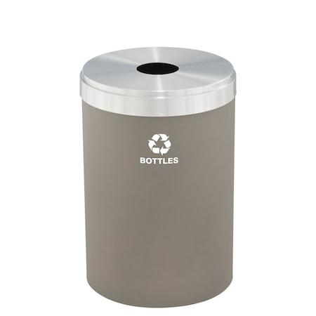 Glaro 41 gal Round Recycling Bin, Nickel/Satin Aluminum B-2042NK-SA-B3