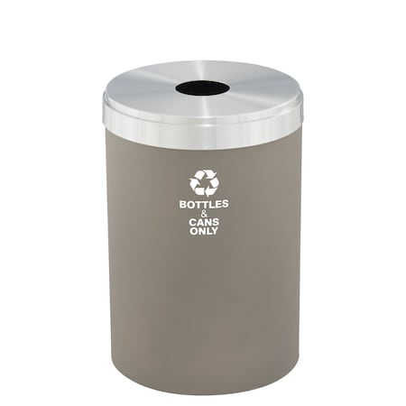 Glaro 41 gal Round Recycling Bin, Nickel/Satin Aluminum B-2042NK-SA-B6
