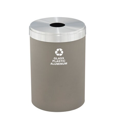 Glaro 41 gal Round Recycling Bin, Nickel/Satin Aluminum B-2042NK-SA-B9