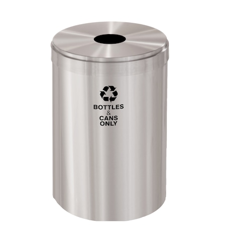 Glaro 41 gal Round Recycling Bin, Satin Aluminum B-2042SA-SA-B6