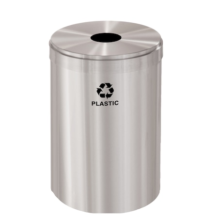 Glaro 41 gal Round Recycling Bin, Satin Aluminum B-2042SA-SA-B7
