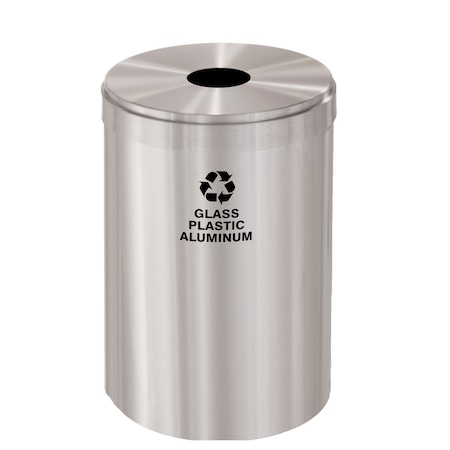 Glaro 41 gal Round Recycling Bin, Satin Aluminum B-2042SA-SA-B9