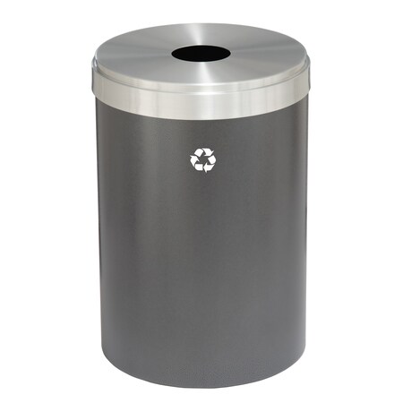 Glaro 41 gal Round Recycling Bin, Silver Vein/Satin Aluminum B-2042SV-SA-B1