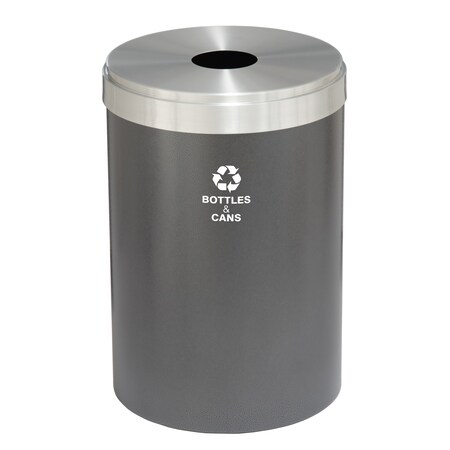 Glaro 41 gal Round Recycling Bin, Silver Vein/Satin Aluminum B-2042SV-SA-B2