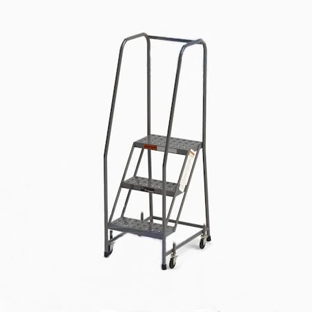 Ega Products Industrial Step Stool, 3 Steps, 16"W Perforated Tread, Handrails 450 lbs. Capacity B3020HSU