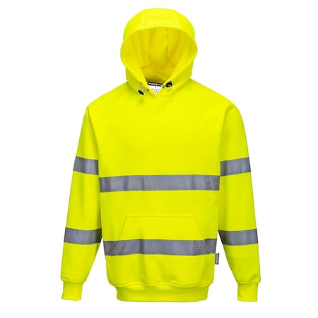 Portwest Hi-Vis Hooded Sweatshirt, Class 3, Type R, 65% Polyester, 35% Cotton, Yellow, XL B304