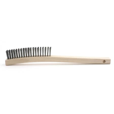 Brush Research B40 Curved Handle Scratch Brush, Carbon Steel, 3X19, 1.125" Trim, 13.75" OAL B40