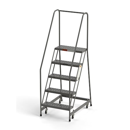 Ega Products Industrial Rolling Ladder, 5 Steps, 16"W Perforated Tread, 450 lbs. Capacity B5020HSU