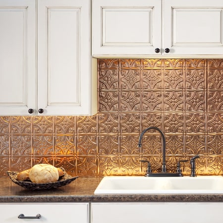 Fasade Fasade 18in x 24in Traditional 1 Polished Copper Backsplash Panel 5pk PB5025