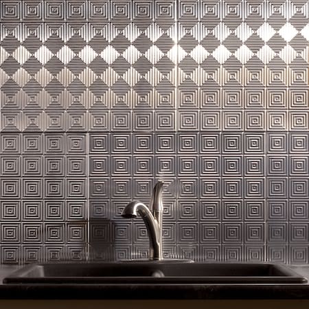 Fasade Fasade 18in x 24in Miniquattro Brushed Aluminum Backsplash Panel 5pk PB5308